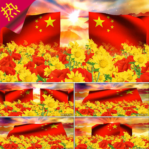 红旗颂 歌曲成品 红旗花海 向日葵 红歌 爱国诗歌朗诵 视频素材