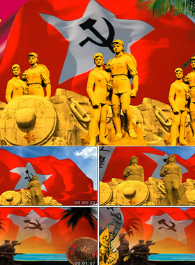 红色娘子军连歌 军民团结一家亲 工农红军 斗笠椰树海南 视频素材