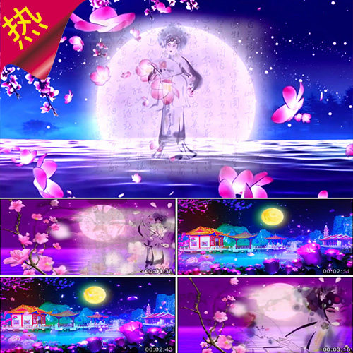 新贵妃醉酒 李玉刚 配乐成品  凉亭大海月色 京剧戏曲 视频素材