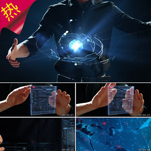 高科技人物互动led 互联网 人与信息互动 云计算大数据 视频素材