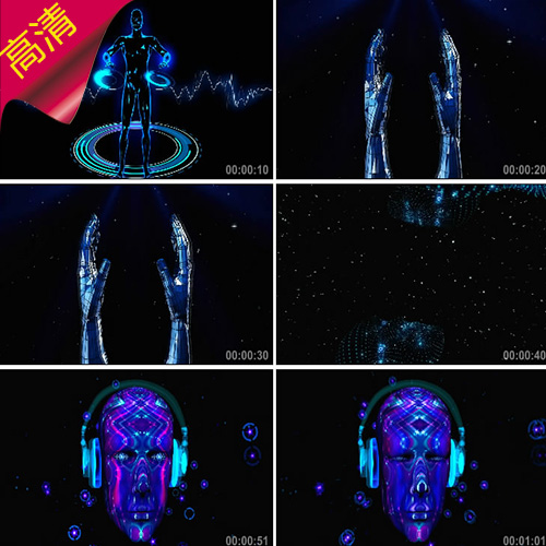 【科技人体肢体运动扫描】网状外星人互联网手掌耳机高清视频素材