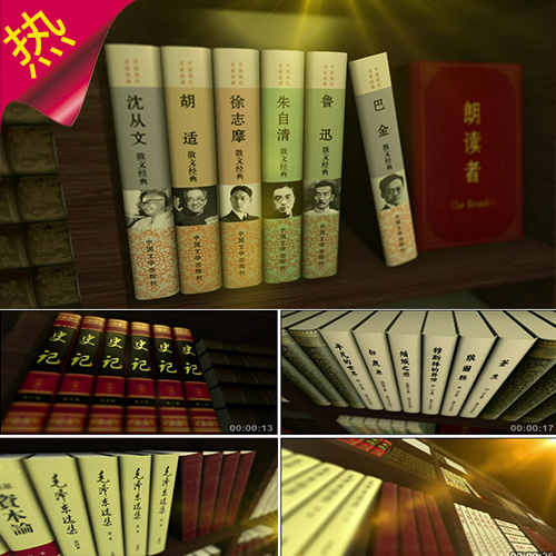 视频素材 朗读者 文学书籍 诗歌散文 图书馆 教学教育 书籍展示