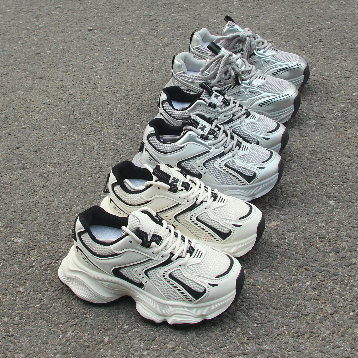 2025新款厚底复古老爹鞋女透气网面百搭运动休闲增高鞋