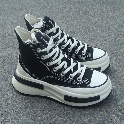 2023新款港风时尚帆布鞋秋季高松糕厚底增高软底休闲鞋超火爆网红