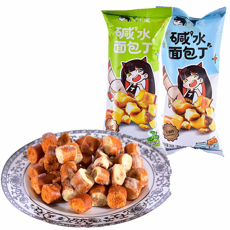 丁小星碱水面包丁面包干制品约28克批发