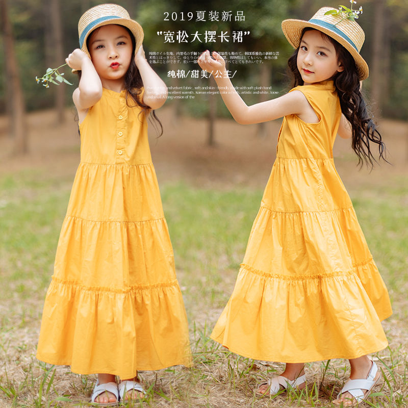 童装2019夏装女童纯棉宽松连衣裙洋气背心裙沙滩长裙中大童公主裙券后85.00元