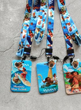 海洋奇缘莫阿娜Moana 摩瓦娜公主毛伊卡通卡套学生证件套长挂绳包