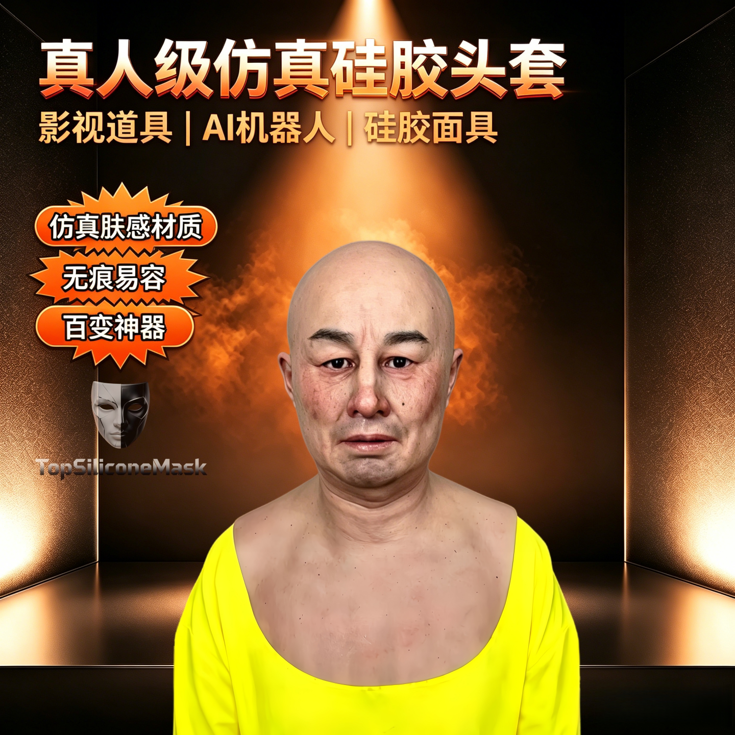 仿真男士头套仿真人变脸面具定制图片