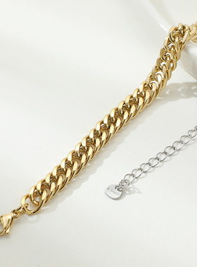 2512欧美跨境新款嘻哈朋克风钛钢项链 个性拼色潮流古巴不锈钢