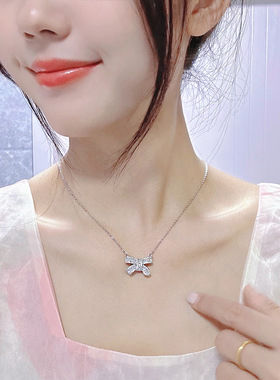 2511超闪蝴蝶项链女设计感轻奢小众锁骨链2025年新款潮颈链冷淡风