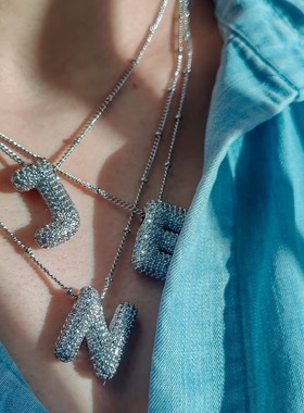 2512跨境欧美新款26个字母吊坠项链铜镀18K金锁骨链 时尚百搭经典