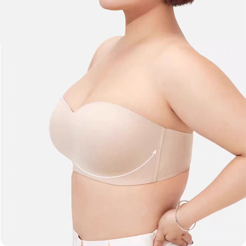 2512稳稳杯无肩带内衣大胸防滑无痕聚拢防下垂女士抹胸大码文胸