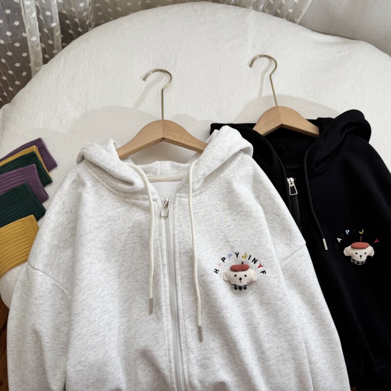 女童春款童装 大童青少年拉链连帽休闲外套