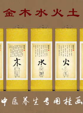 金木水火土养生馆针灸诊所字画