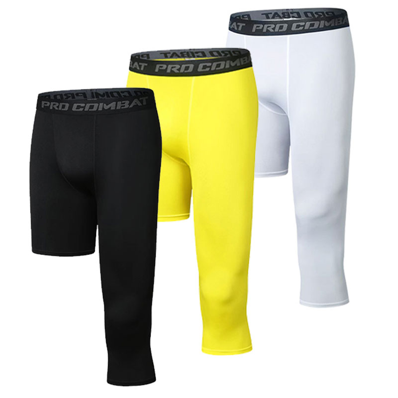 篮球运动紧身裤男球星同款单腿五分七分长短裤健身跑步训练打底裤