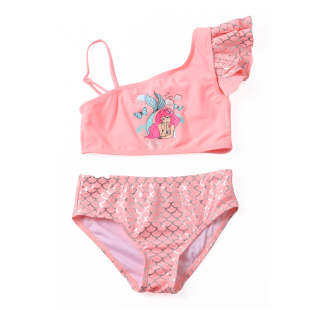 外单时尚 厂家批发 女童比基尼泳衣儿童泳衣公主印花分体泳衣新款