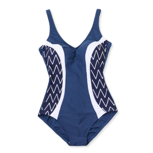 游泳衣 显瘦时尚 出口外贸成人三角泳衣简约运动风撞色女式 连体泳装