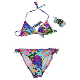 出口外贸英伦风可爱时尚 带可脱卸中大童泳衣沙滩 三件套游泳衣新款