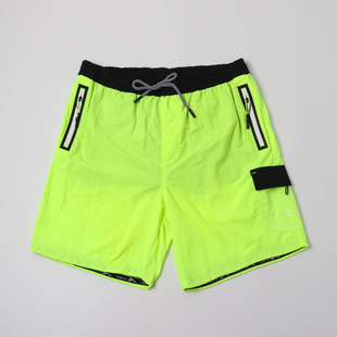 夏带内网 亮色沙滩裤 外贸儿童沙滩泳裤 荧光绿速干男童大童男孩泳裤