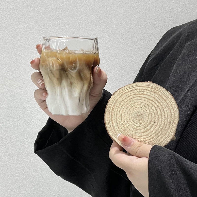 玻璃树根纹透明杯牛奶杯