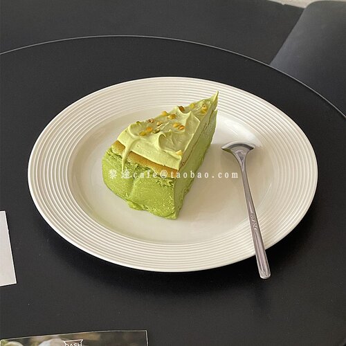 高级感纯色圆形陶瓷盘蛋糕盘子
