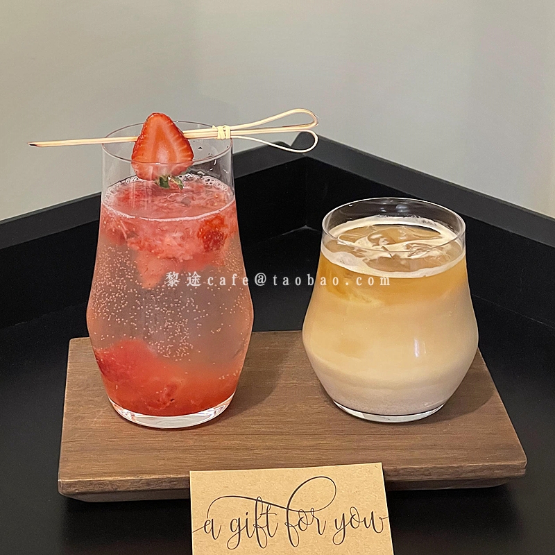 ins简约玻璃梨形收口果汁杯