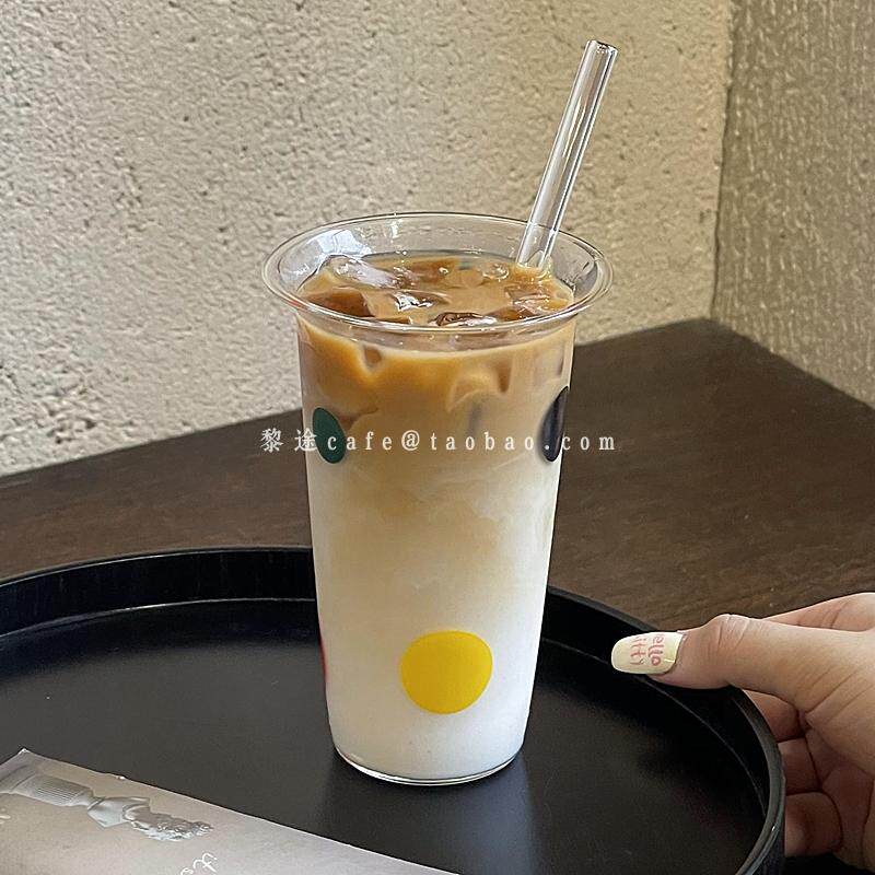 创意ins玻璃彩色波点反口杯