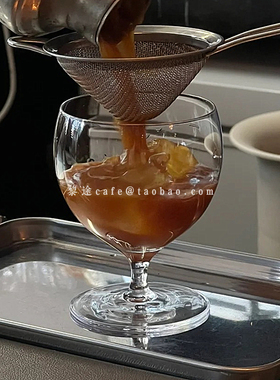 复古ins风咖啡杯冰美式拿铁杯矮脚玻璃果汁杯特调饮品杯鸡尾酒杯