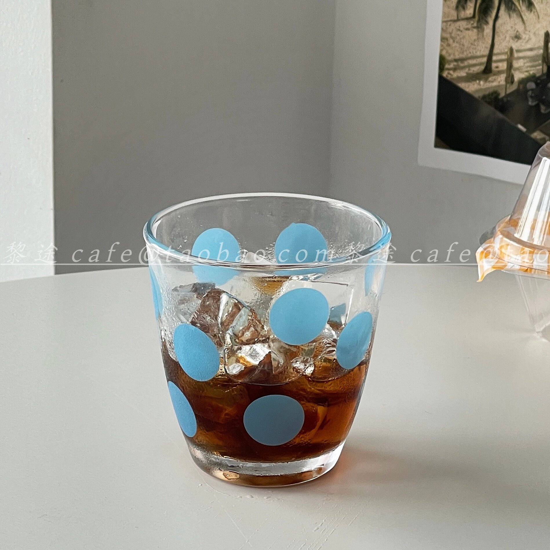 小众设计蓝色波点玻璃杯ins高级感耐高温水杯牛奶杯简约咖啡杯子