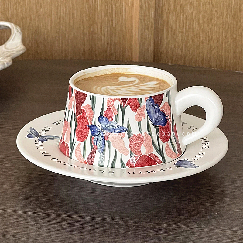 原创设计鸢尾花咖啡杯碟