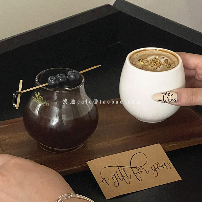 复古ins风蛋形冰美式咖啡杯