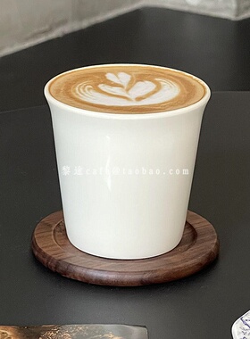 日式简约风纯色手握杯咖啡厅同款热拿铁拉花杯陶瓷猪口主人咖啡杯