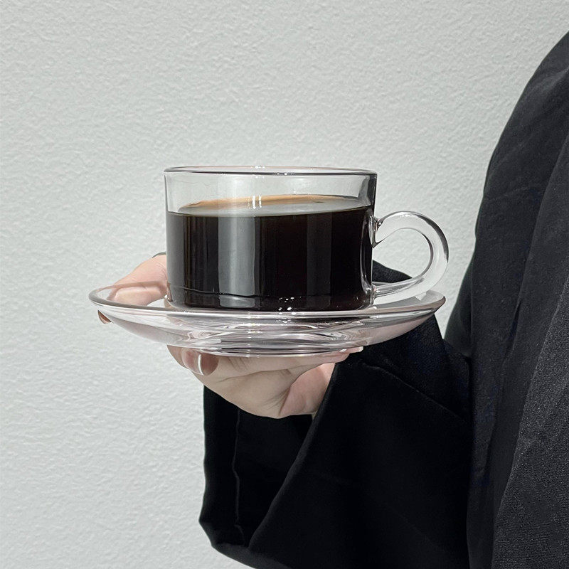 耐热玻璃透明带把咖啡杯