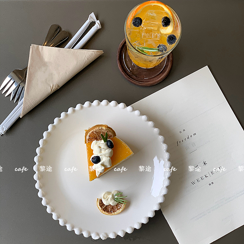 欧式复古简约陶瓷平盘纯白西餐盘