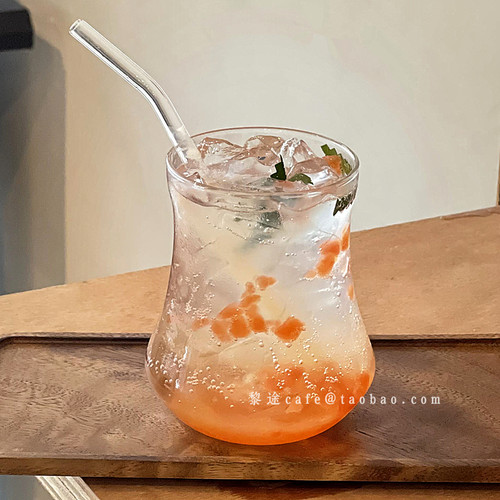 ins风玻璃鼓形大容量水果茶杯