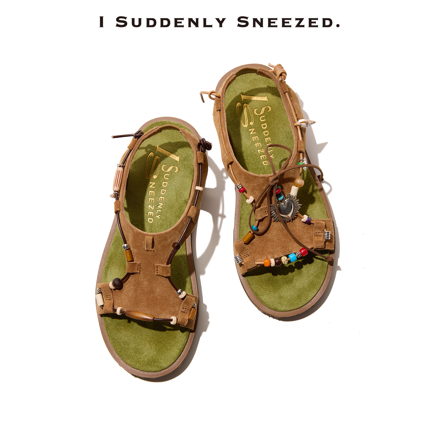 串珠做旧金属轻量化一脚蹬凉鞋女