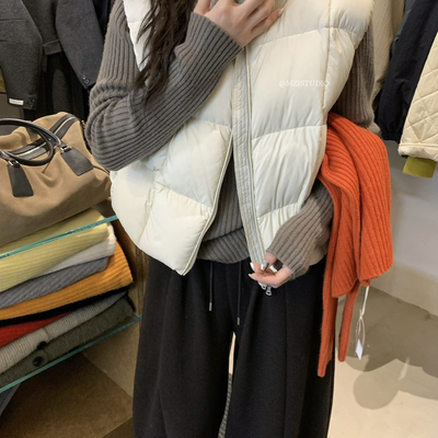 MZI STUDIO-甜茶韩系冬季格格御寒叠穿搭配立领拉链口袋羽绒马甲