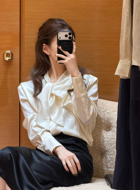 EASE-26年早春高品质醋酸系带设计款百搭纯色小衫(老钱气质)