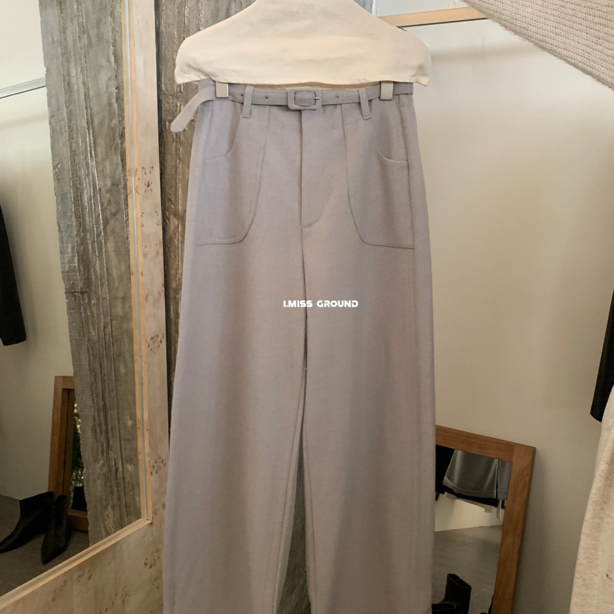 IMISS-冬上新韩标百搭通勤羊毛休闲裤(配腰带)