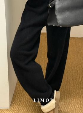 LIMO-冬上新兔绒加厚收脚口羊毛裤松紧腰休闲裤