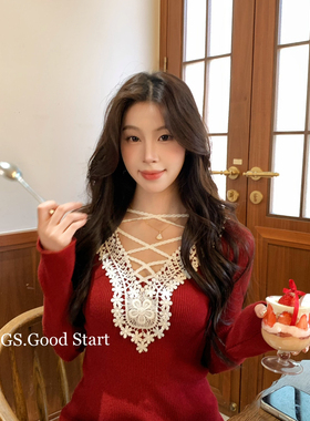GS.GOOD START-～心动N次太娇了～冬气质纯欲刺绣蕾丝设计感针织