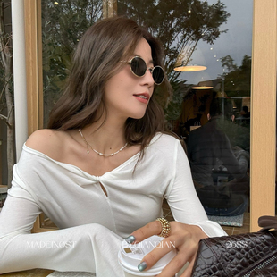 T恤 26年早春60天丝裸感领口扭结长袖 MADEIN OST