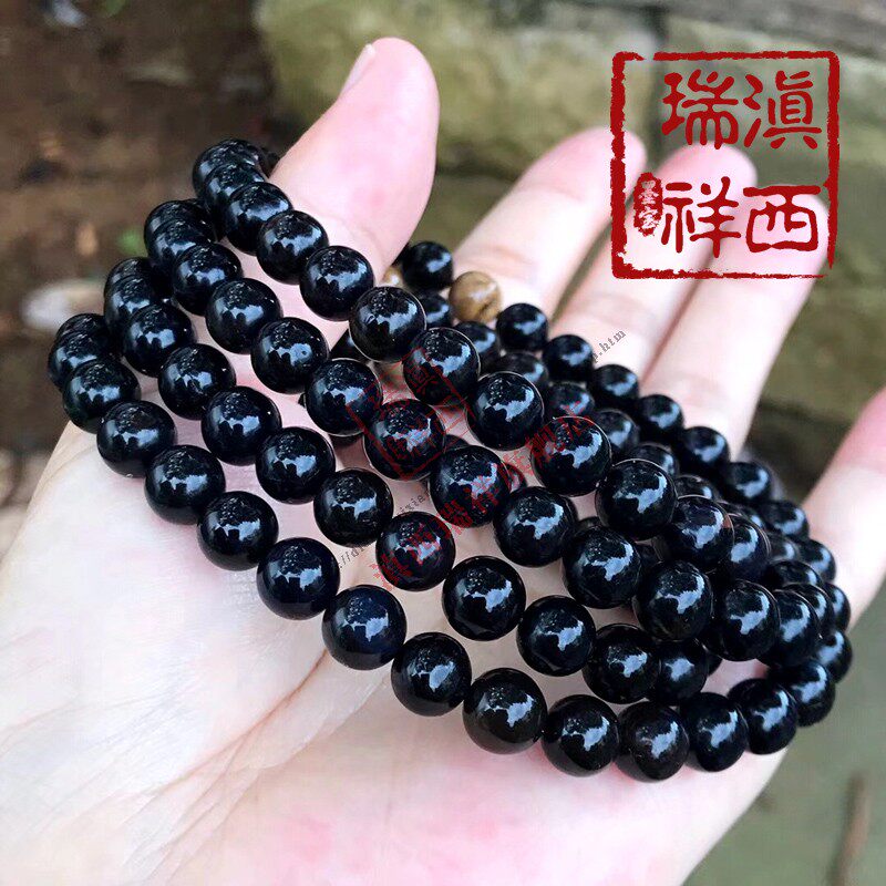 滇西瑞祥天然原矿a货缅甸琥珀黑根珀108颗珠子念珠手串蜜蜡