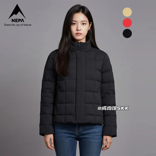 韩国代购耐葩NEPA女士鹅绒排骨服简约轻便保暖外套羽绒服冬季