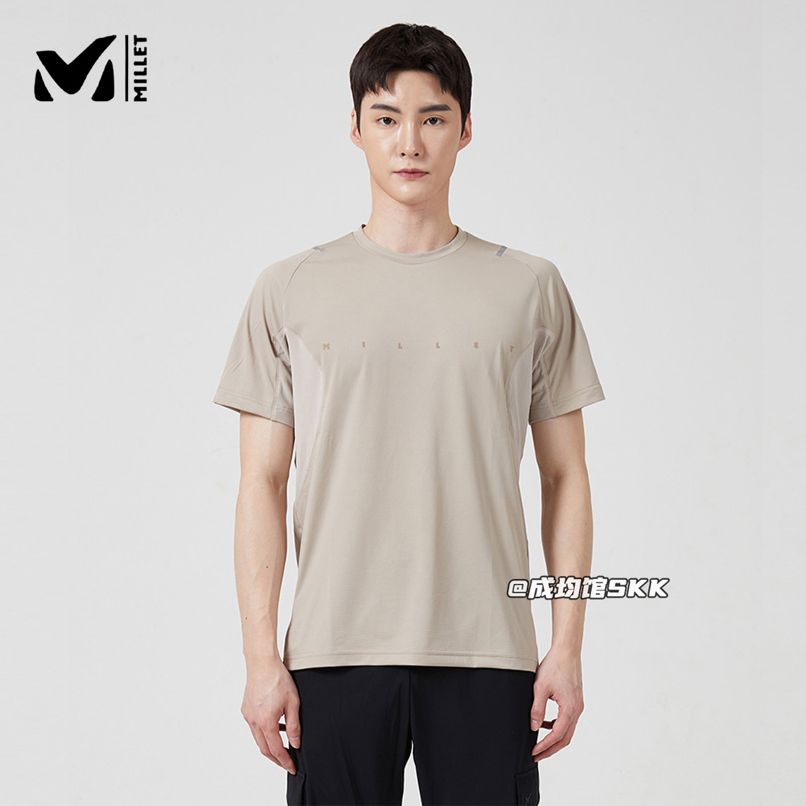 韩国代购直邮millet觅乐男士圆领速干短袖有型运动速干T恤大折扣 - 实物图