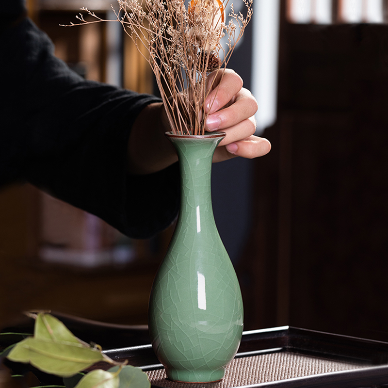 青瓷花器创意时尚家居装饰品摆件个性陶瓷台面水培干花插复古花瓶