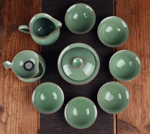 青瓷盖碗茶杯茶具大号200毫升茶碗陶瓷功夫泡茶大碗三才盖碗套装