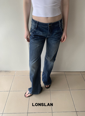 LOSLAN 25SS 低腰直筒微喇显瘦牛仔裤
