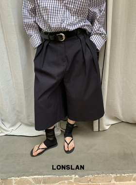 LONSLAN 2025春夏新款 宽松大件显瘦系带阔腿工装休闲七分裤百搭