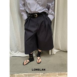 LONSLAN 2025春夏新款 宽松大件显瘦系带阔腿工装休闲七分裤百搭